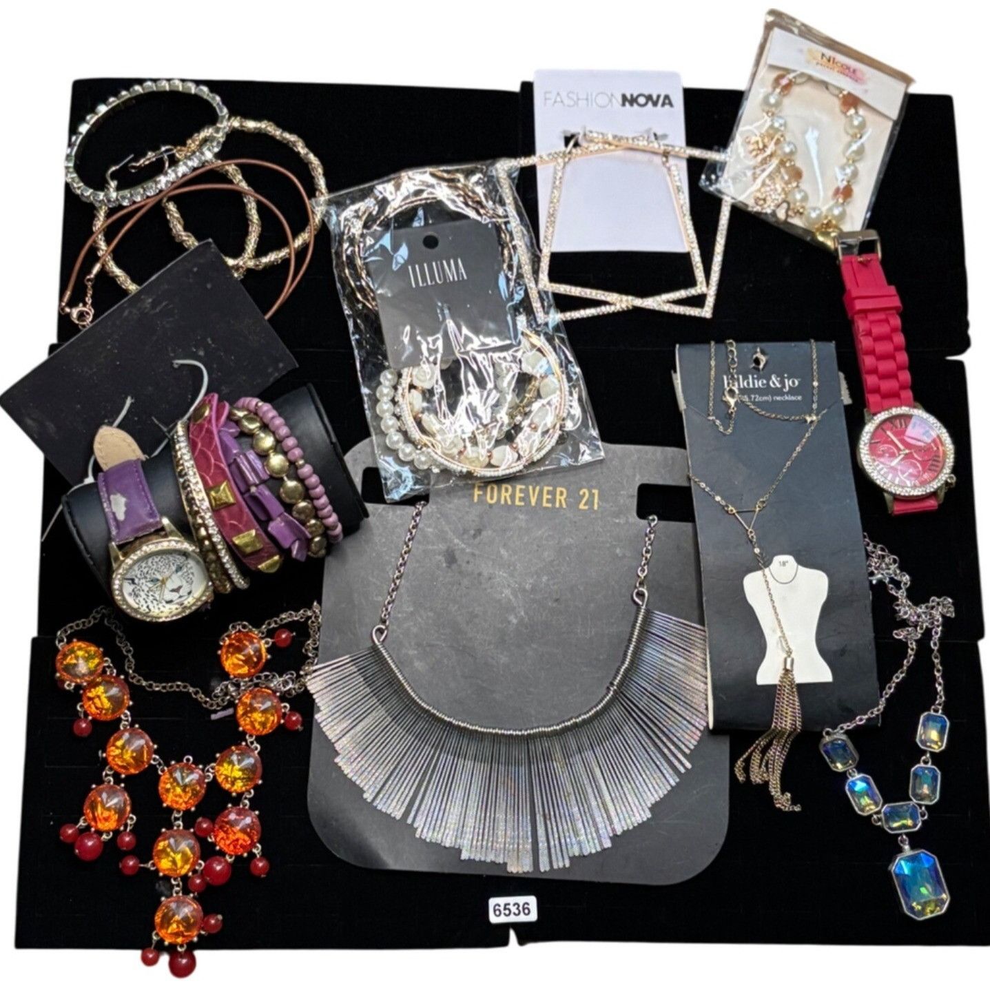 Mixed Jewelry Lot Featuring Necklaces Bracelets Watches & Ea in Gold, Women's