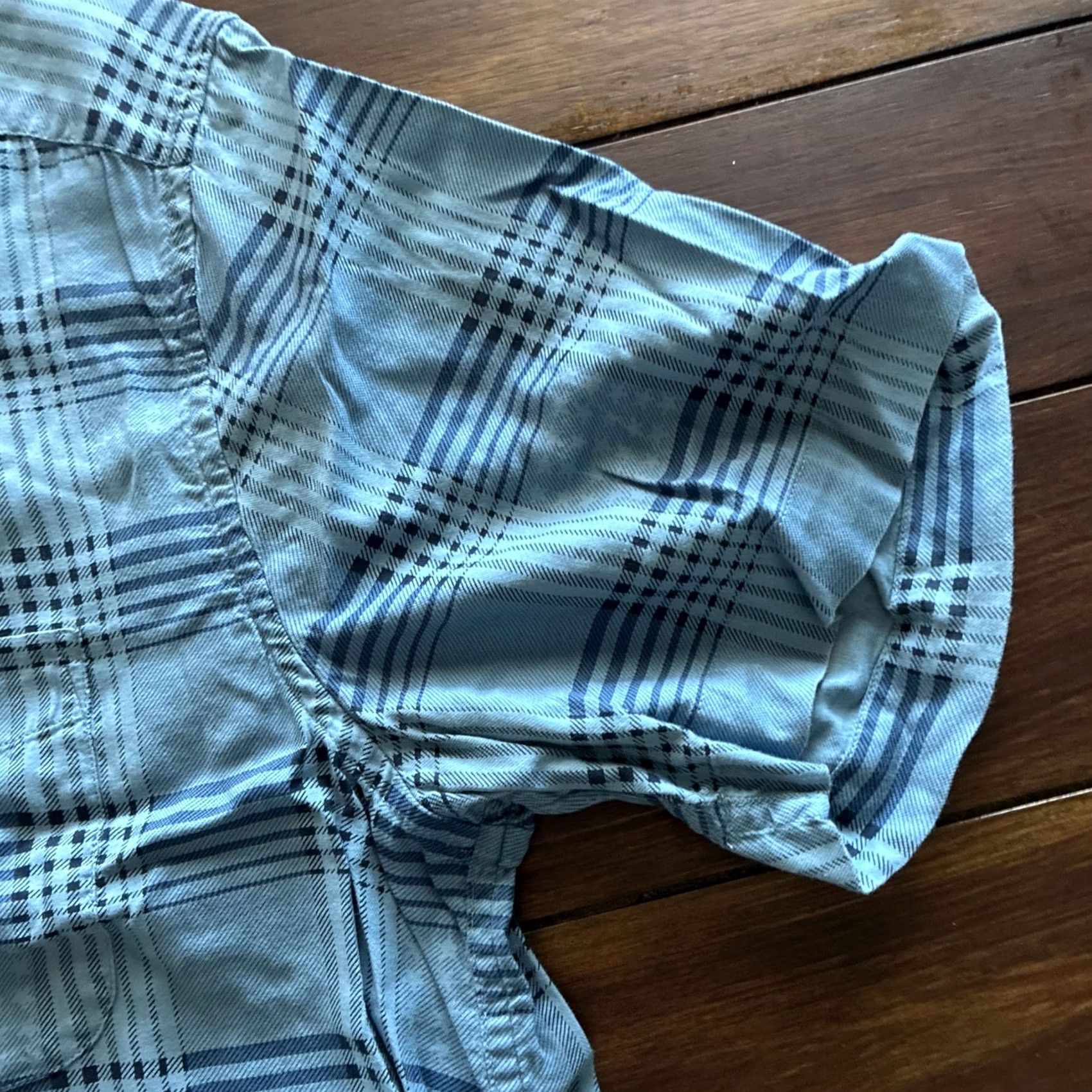 Lands' End Lands' End Blake Shelton Short Sleeve Button-Up Men Large Blue Striped Flannel A3 Size US L / EU 52-54 / 3 - 5 Thumbnail
