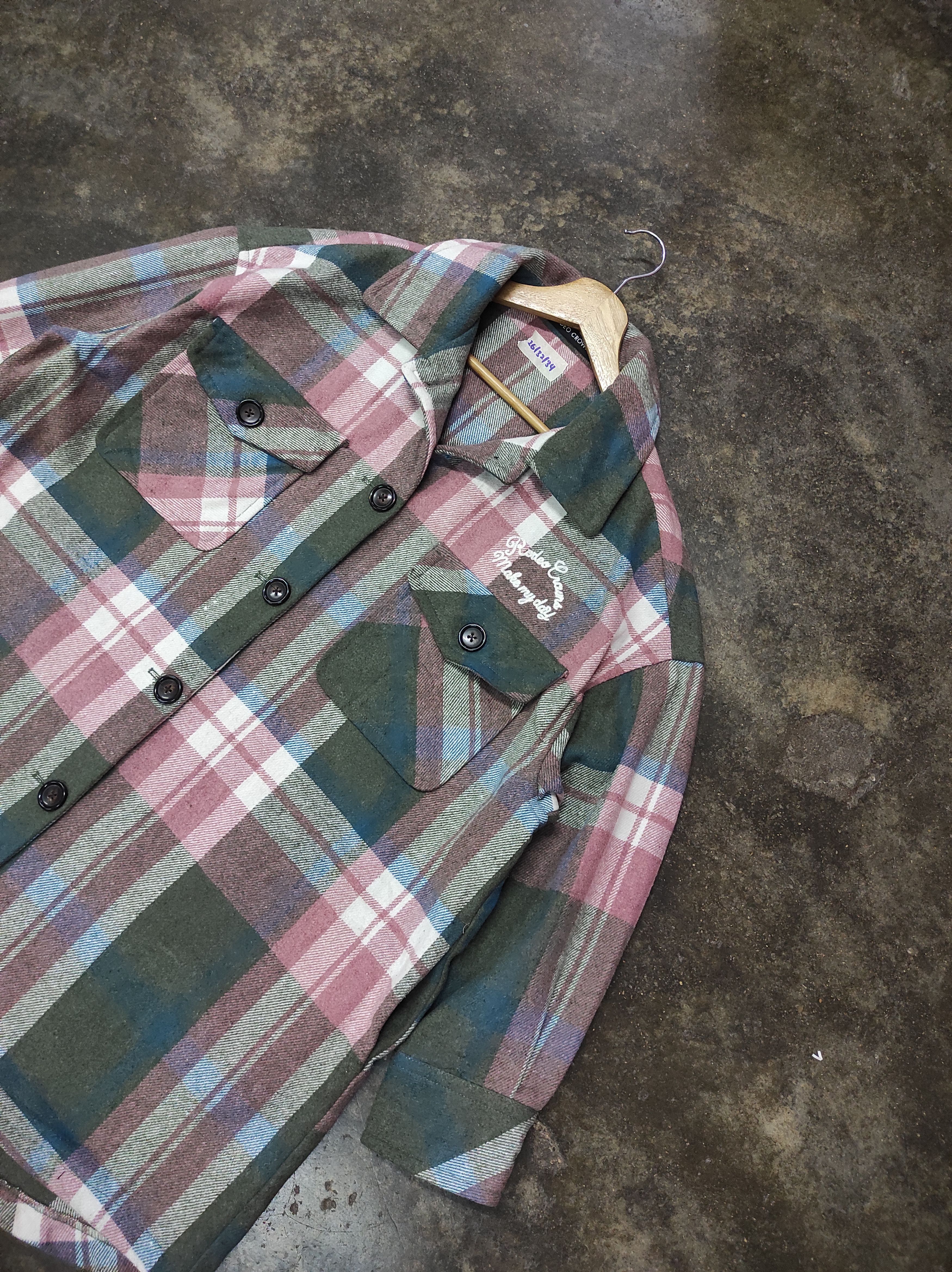 Japanese Brand RODEO CROWNS PLAID OVERSIZED FLANNEL SHIRT Size ONE SIZE - 3 Thumbnail