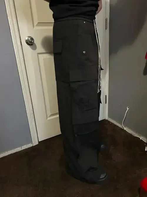 Designer Opium Style Wide Leg Drawstring Black Cargo Pant Size US 32 / EU 48 - 4 Thumbnail