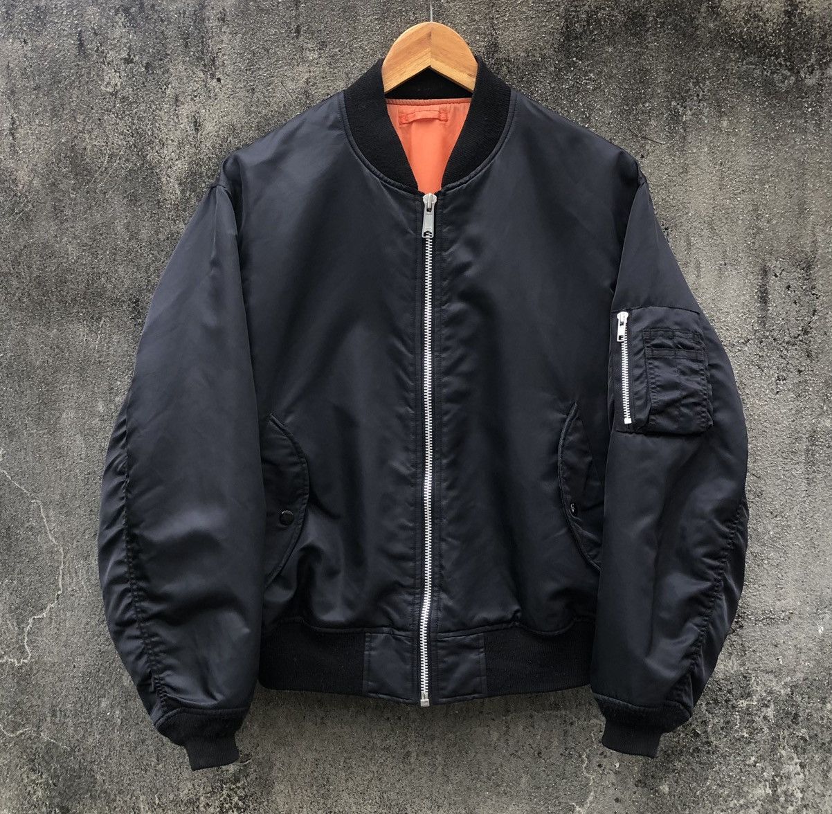 Vintage 90s Black Ma-1 Bomber Jacket By Uniqlo