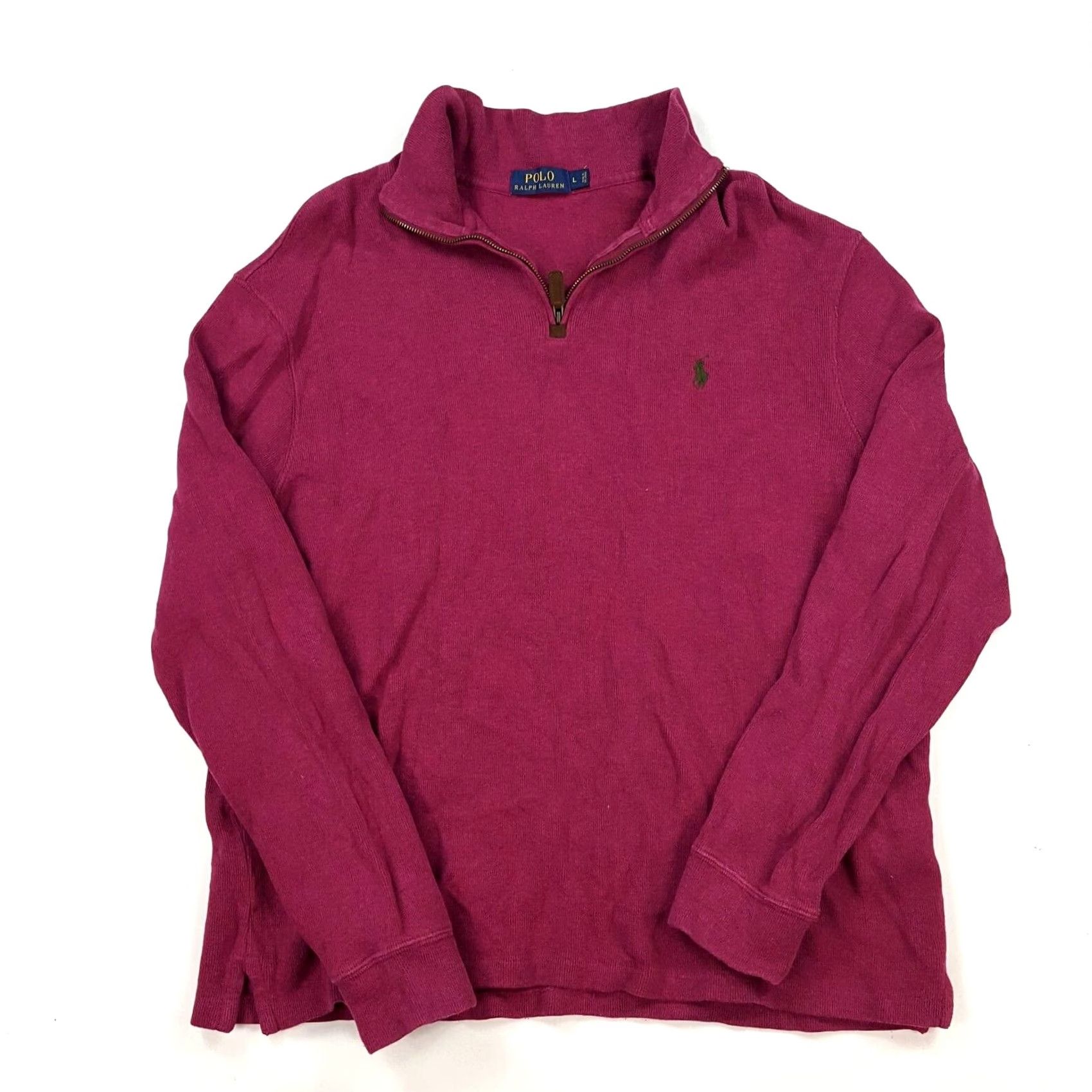 Polo Ralph Lauren VINTAGE Polo Ralph Lauren Pullover Knit 1/4 Zip Pink Men's Large Pony Logo Sweater PRL Size US L / EU 52-54 / 3 - 2 Thumbnail