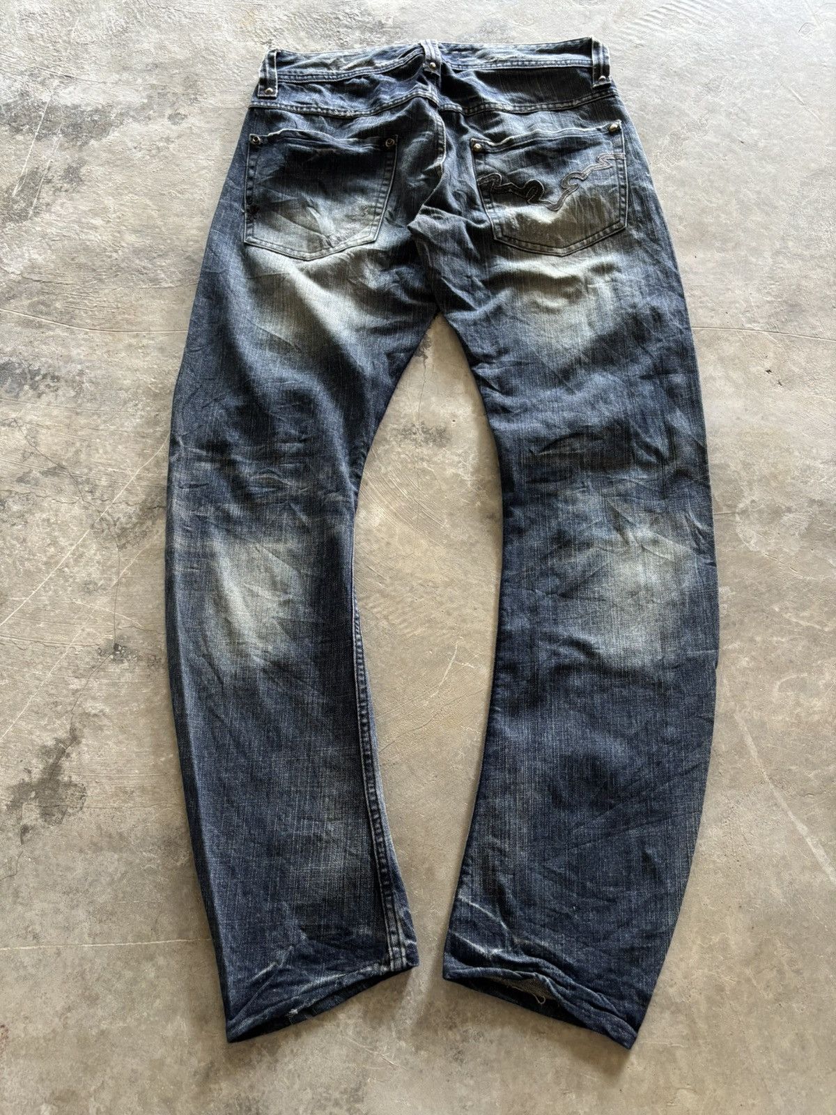 Cook Jeans × Hysteric Glamour × Japanese Brand COOK JEANS CURVE STACK JEANS DISTRESSED JAPANESE PUNK ROCKER Size US 32 / EU 48 - 16 Thumbnail