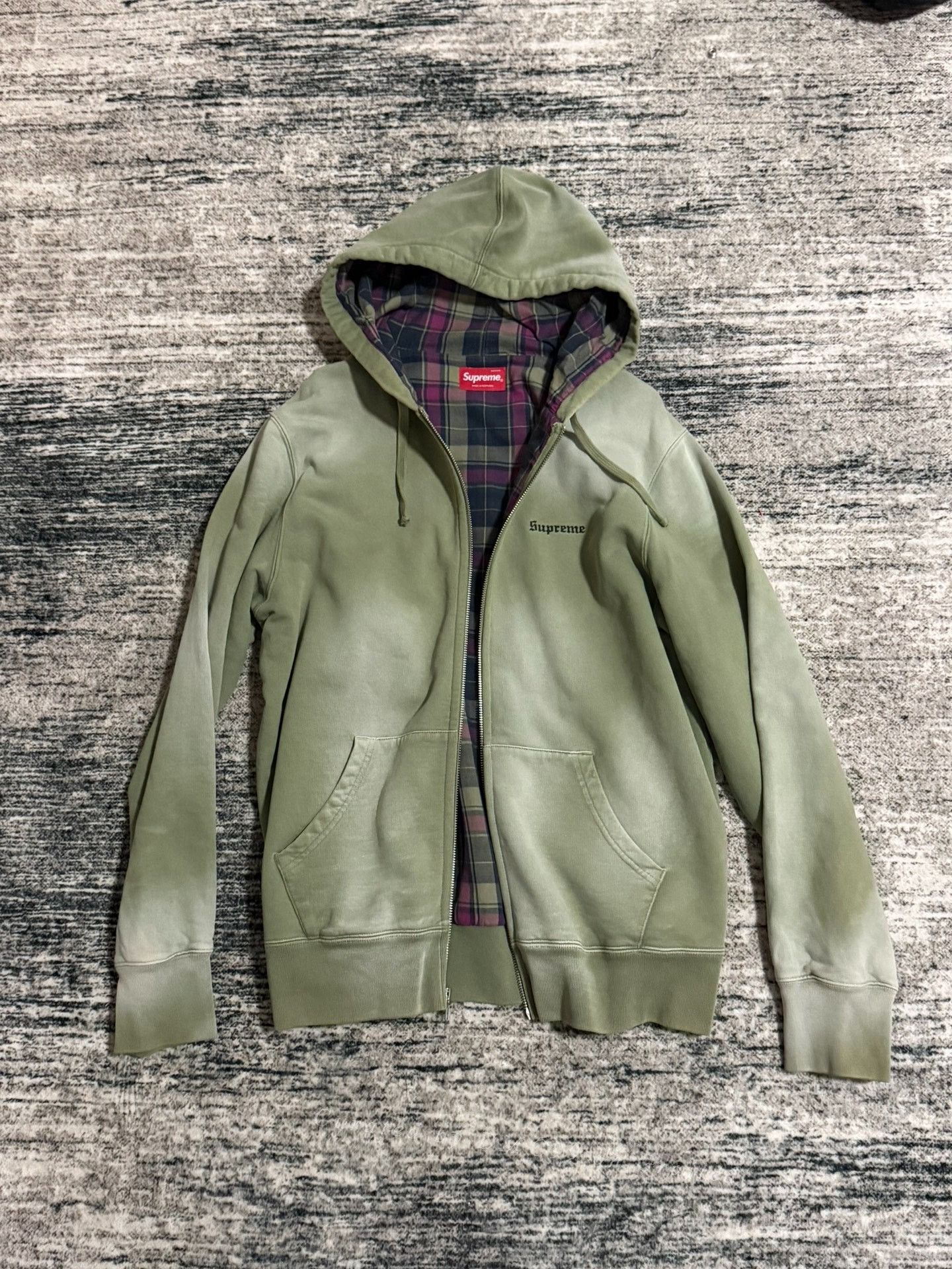Supreme Supreme Mint Green Faded Plaid Hoodie Size US M / EU 48-50 / 2 - 1 Thumbnail