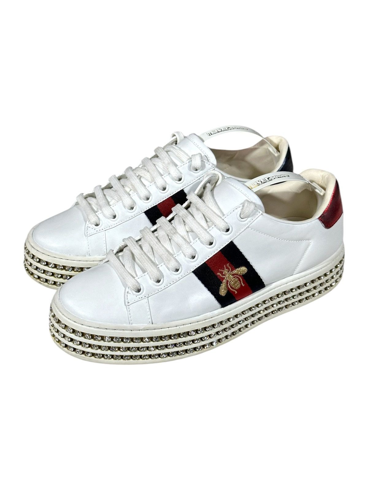 Gucci Gucci Ace Sneakers Crystal White Leather Studded US 6.5 Size US 7 / IT 37 - 1 Thumbnail