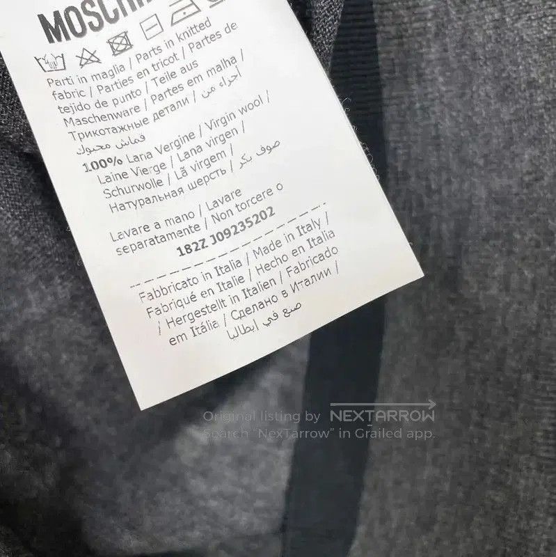 Moschino Moschino Men's Dark Gray Wool Pullover Sweater . Size US S / EU 44-46 / 1 - 7 Thumbnail