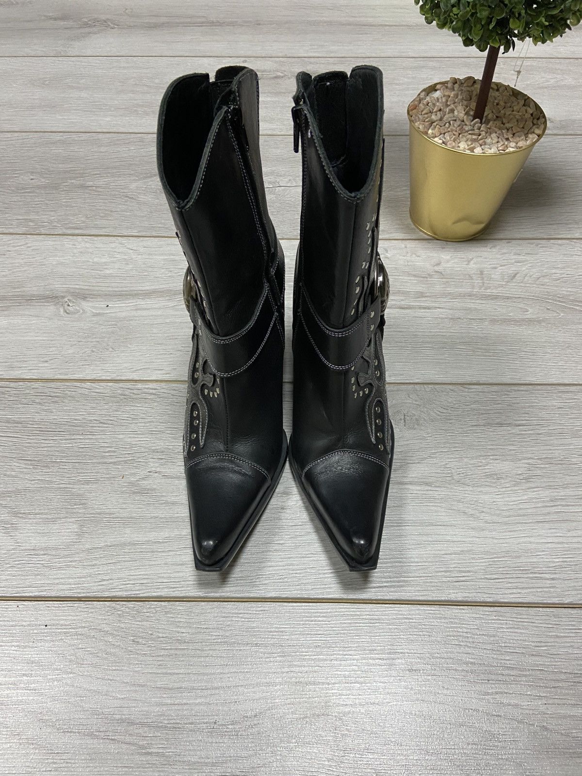 New Rock New Rock skull 💀🔥 flame vintage eco leather avantgarde boots Size US 7 / IT 37 - 6 Thumbnail