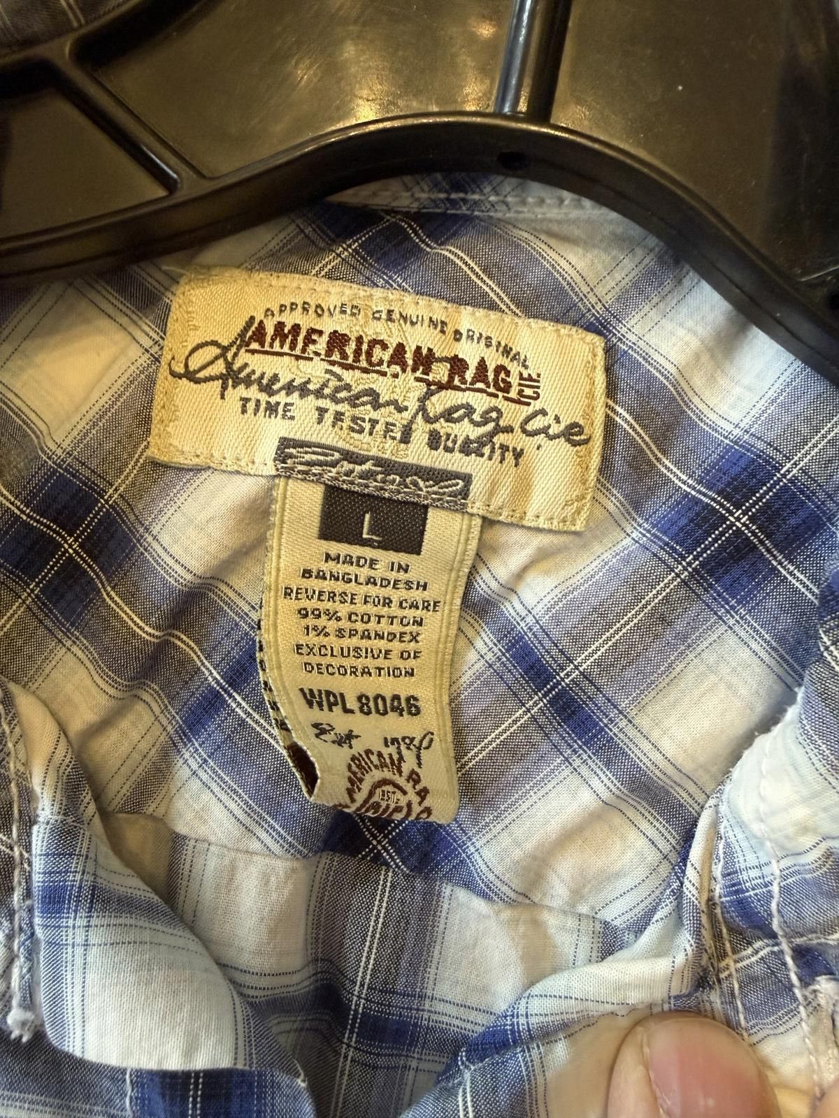 Other American Rag Cie Men's Blue and White Plaid Button-Up Shirt, Size US L / EU 52-54 / 3 - 2 Thumbnail