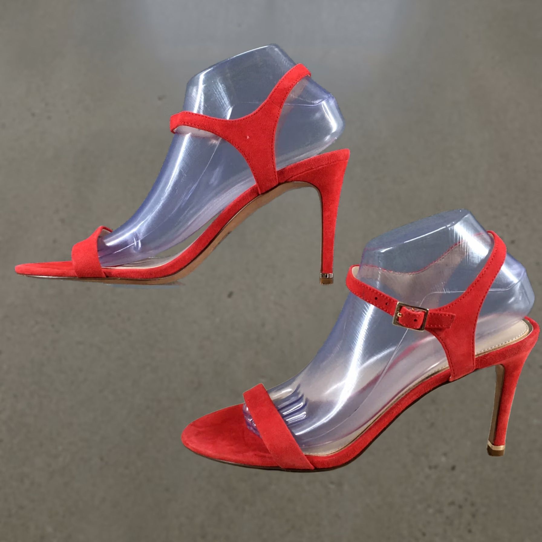 Kenneth Cole Kenneth Cole New York Heels Womens 9.5 M Dress Stiletto Buckle Strap Red Suede Size L / US 10 / IT 46 - 1 Thumbnail