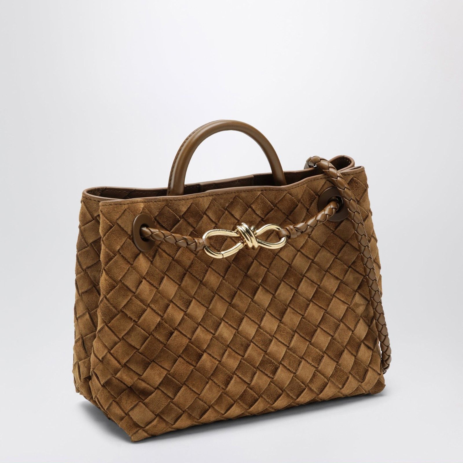 Bottega Veneta BOTTEGA VENETA Caramel Woven Suede Small Andiamo Handbag New Size ONE SIZE - 2 Thumbnail