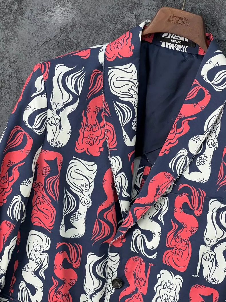 Kenzo KENZO Mermaid print suit made of 52% wool and 48% cotton Size 46L - 5 Thumbnail