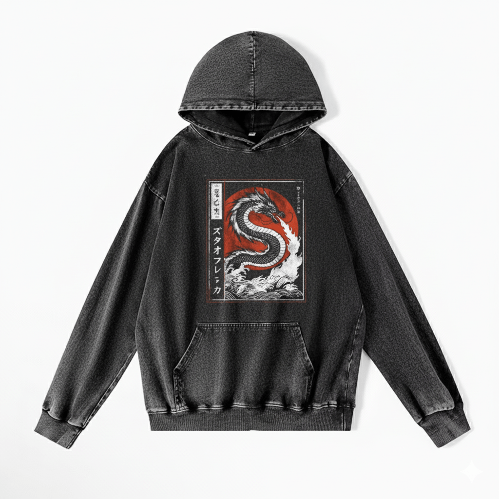 Other Vintage Gothic Y2K Japanese Fire Dragon Print Washed Hoodies Size US S / EU 44-46 / 1 - 1 Thumbnail