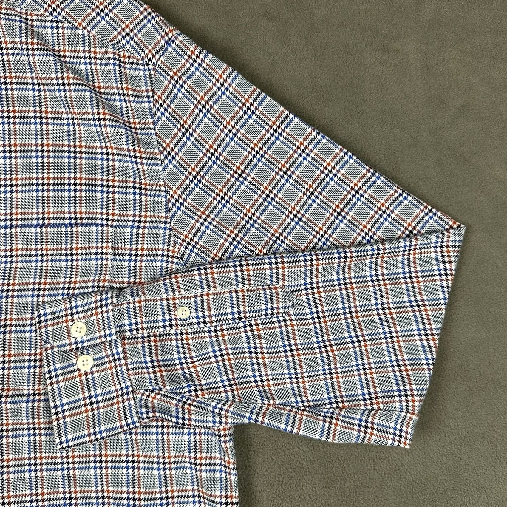 Johnston & Murphy Johnston & Murphy Shirt Mens M Blue Orange Houndstooth Button Up Casual EUC Size US M / EU 48-50 / 2 - 6 Thumbnail