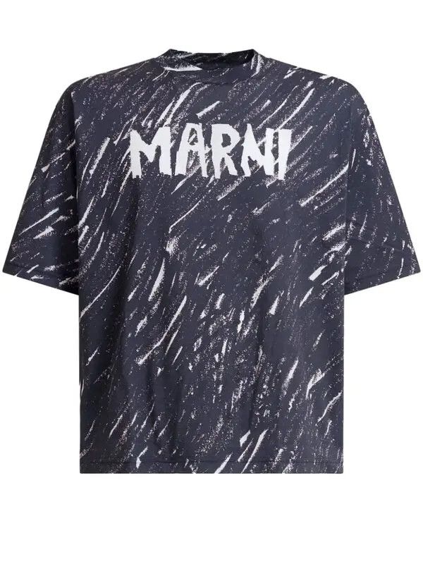 Marni o1w1db11125 Logo Print T-Shirt in Blue Size US XL / EU 56 / 4 - 1 Thumbnail