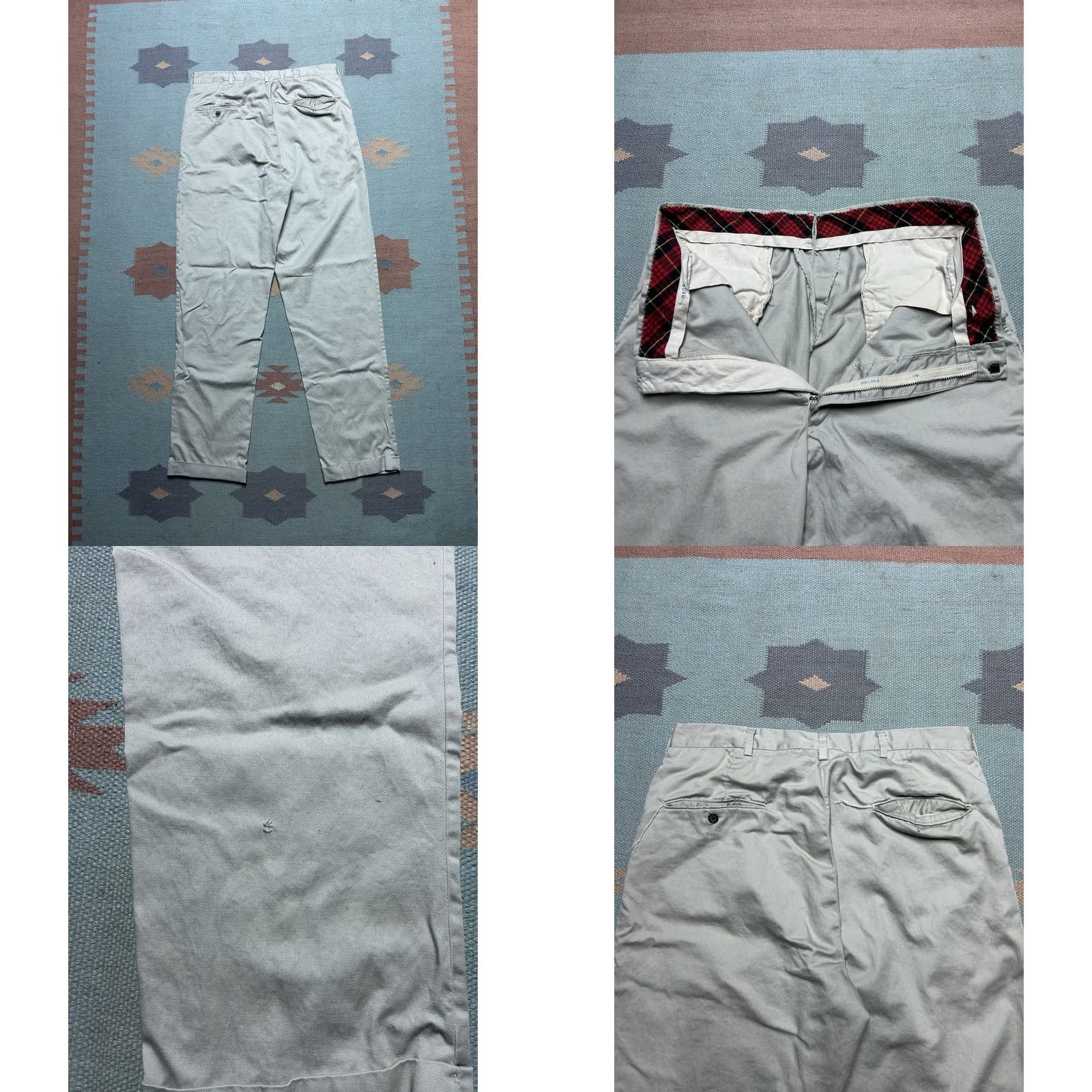 Vintage VINTAGE 1950s 60s Gabardine Khakis Pants Men 31x31 Beige Distressed Size US 31 - 8 Thumbnail