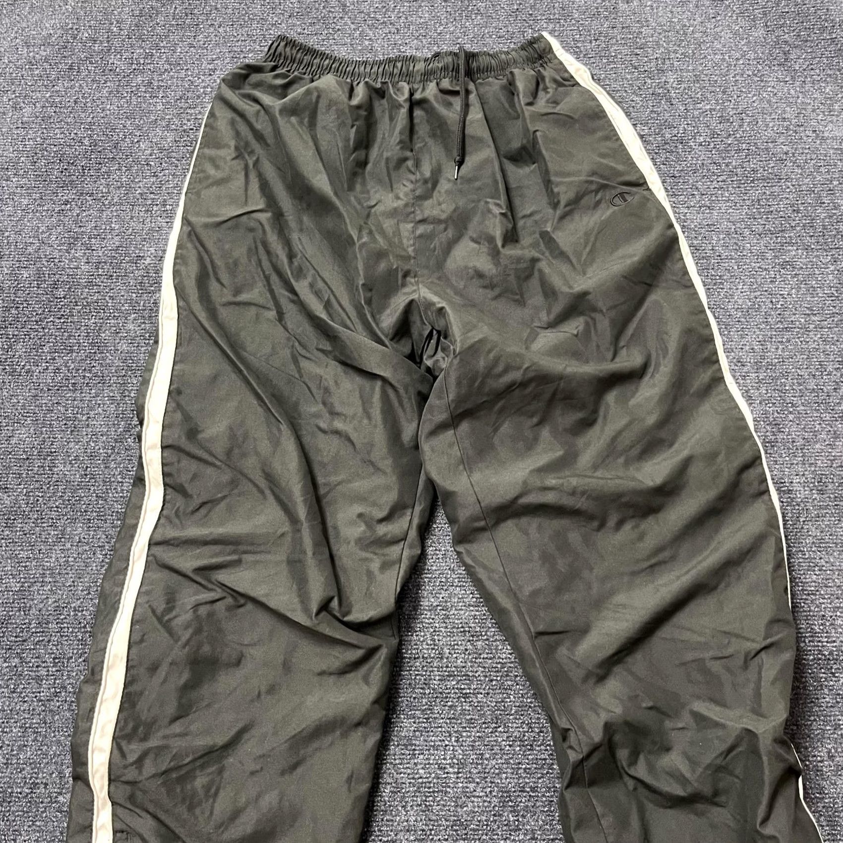 Champion Champion Track Pants Mens M Green Stripe Pockets Elastic Drawstring Ankle Zipper Athletic Running Jogging Gym Casual Size US 31 - 2 Thumbnail