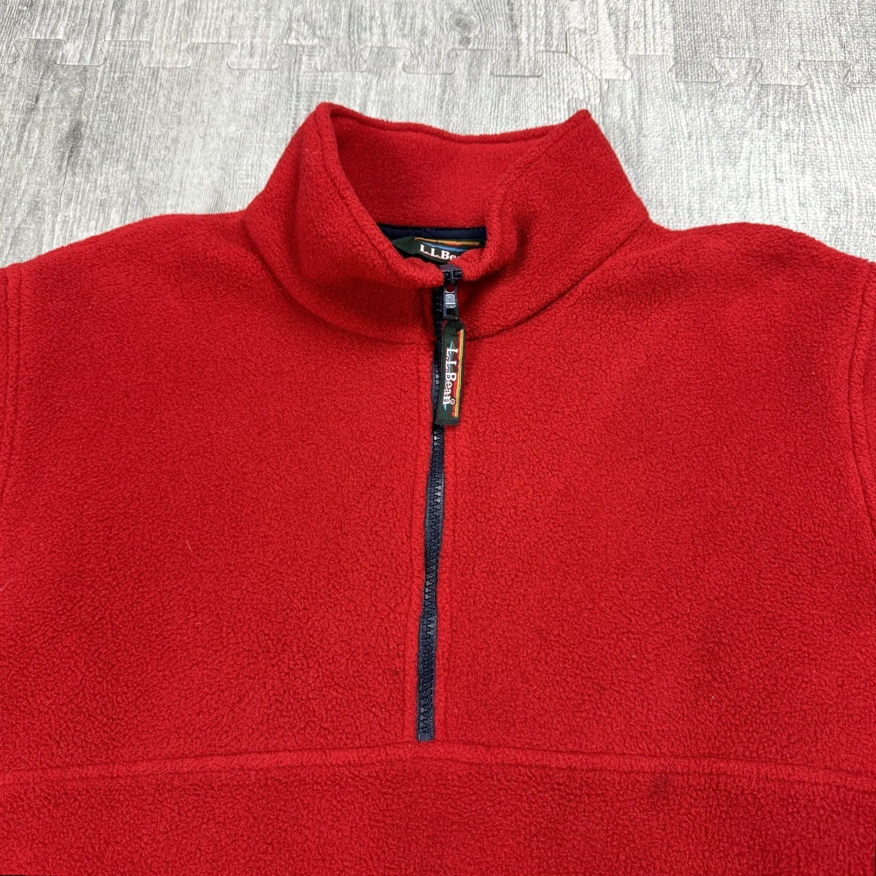 Vintage VTG MENS LL BEAN 1/4 PILE FLEECE CHERRY RED MEDIUM OUTDOOR HIKING JACKET SWEATER Size US M / EU 48-50 / 2 - 2 Thumbnail