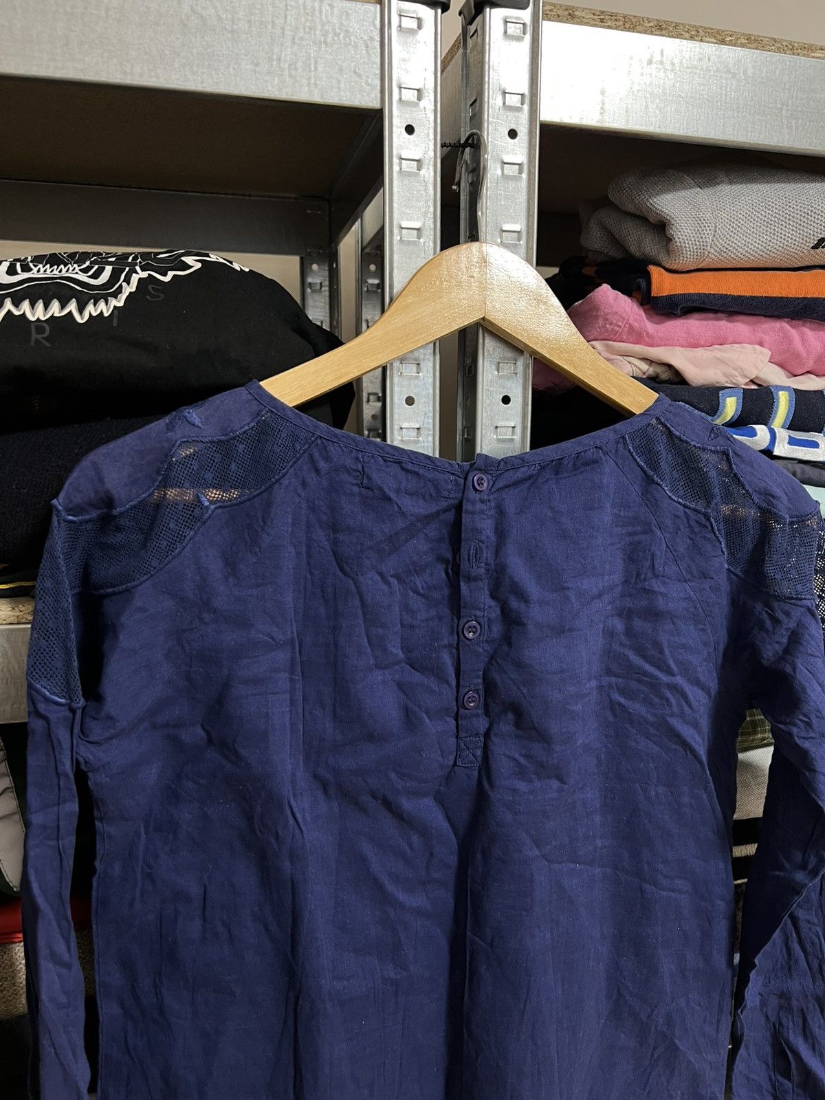 Designer × ba&sh Ba&sh Women’s Navy Button Blouse Long Sleeve Top Size 0 Size XS / US 0-2 / IT 36-38 - 3 Thumbnail