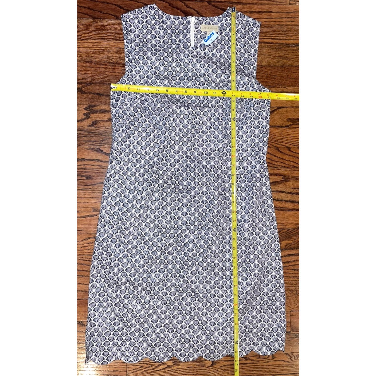 Vintage VINTAGE Appleseed’s Scallop Trim Sleeveless Dress Size 10 White Navy Blue Floral NWT Size L / US 10 / IT 46 - 4 Thumbnail