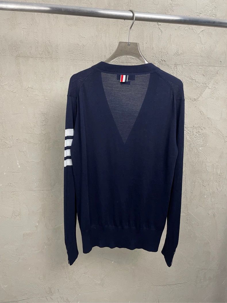 Thom Browne Thom browne Dark blue classic four-striped wool cardigan ja Size US M / EU 48-50 / 2 - 2 Thumbnail