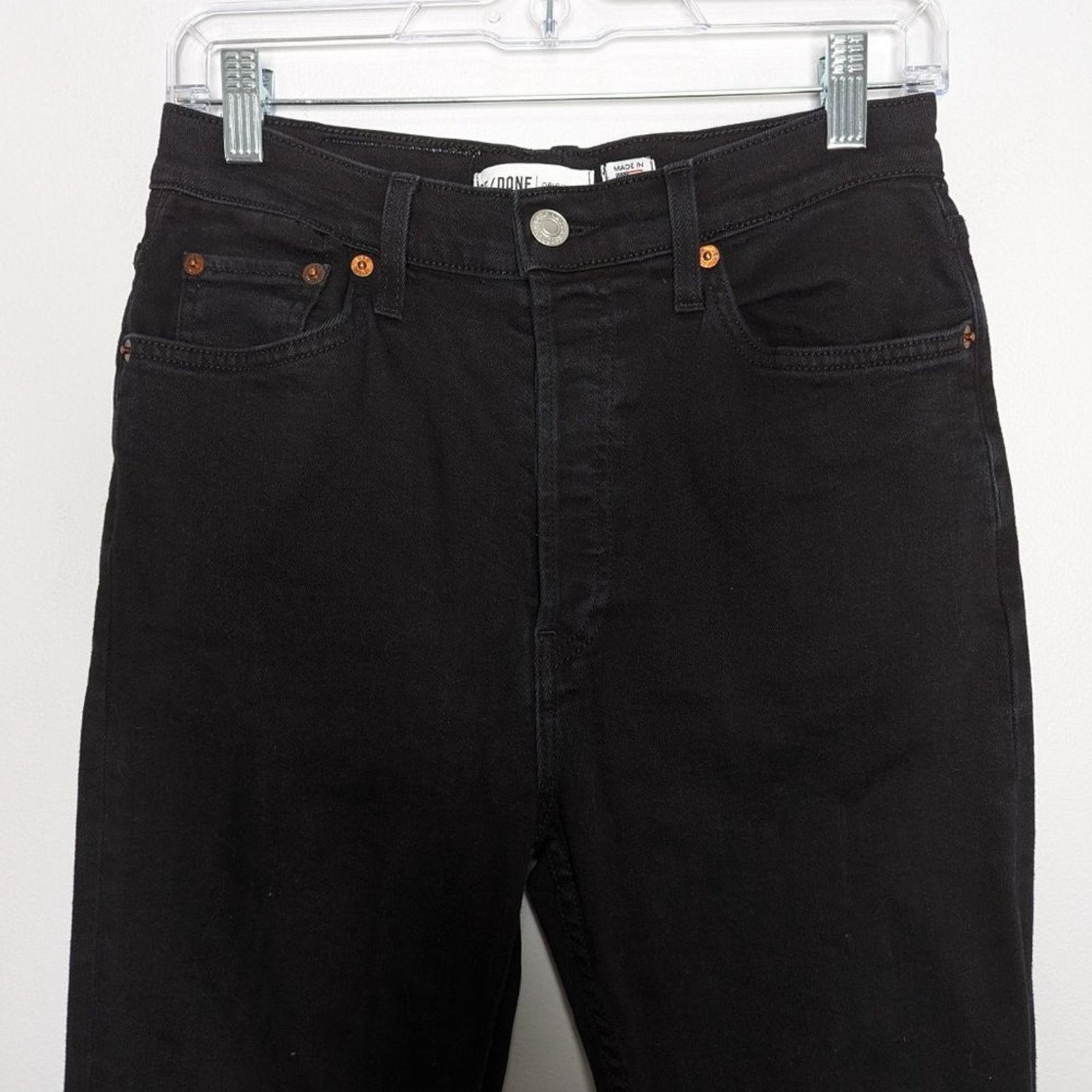 RE/DONE ReDone Black High Rise Ankle Crop Jeans Button Fly Size 30 Size 30" / US 8 / IT 44 - 4 Thumbnail
