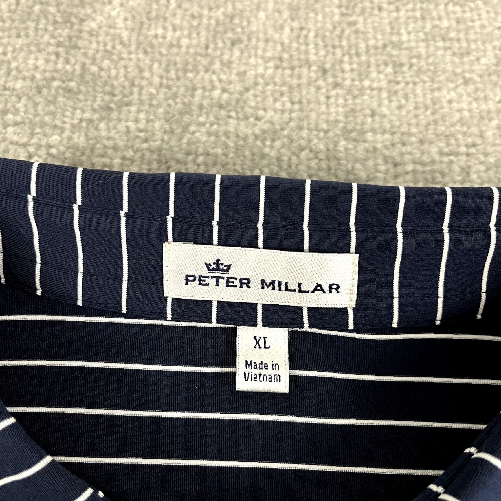 Peter Millar PETER MILLAR Polo Shirt Mens XL Blue White Striped Texas Golf Hall of Fame HOF Pol o Shirt? Size US XL / EU 56 / 4 - 2 Thumbnail