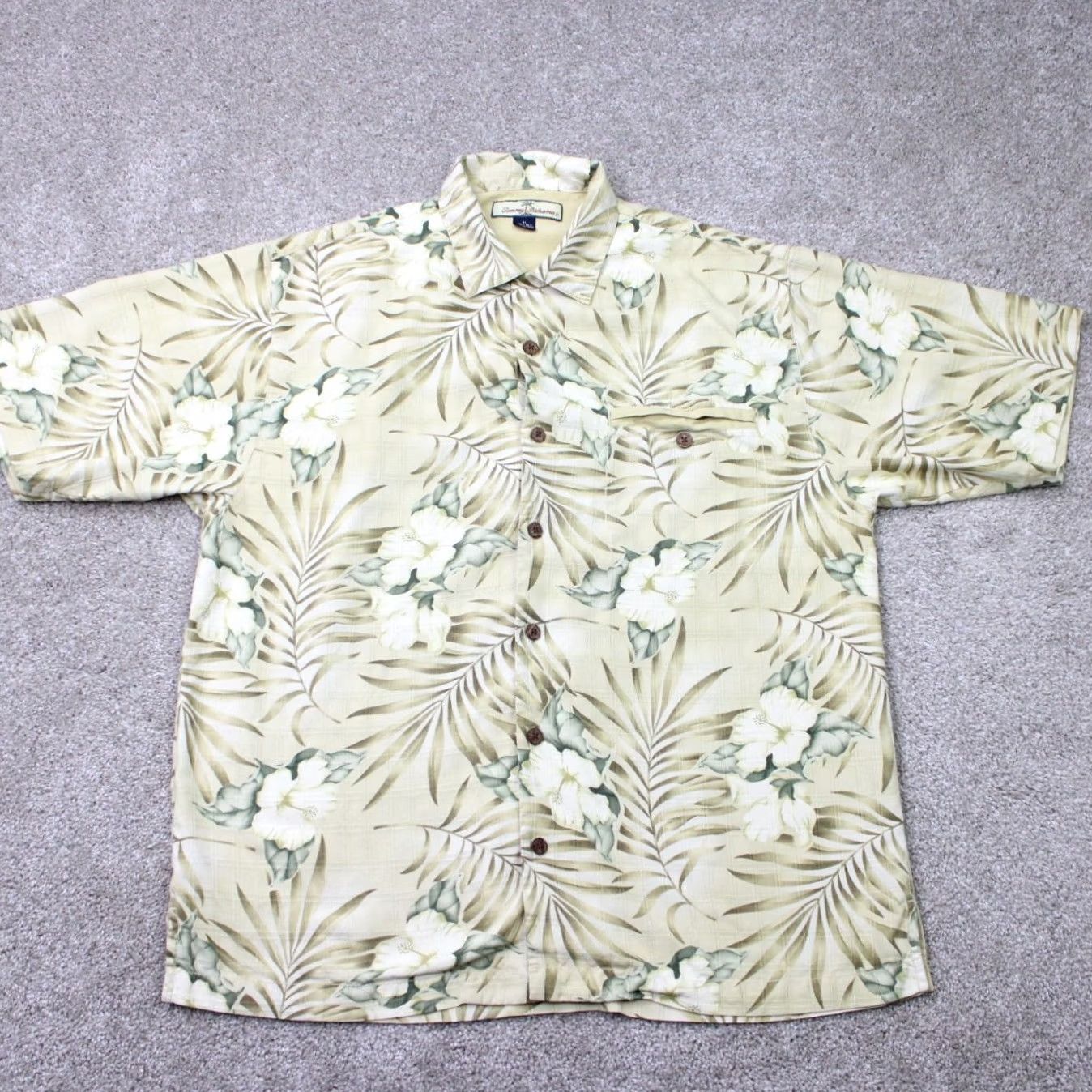 Tommy Bahama Tommy Bahama Camp Shirt Men Medium Beige Floral Silk S/S Button-Up Casual Beach Hawaii Size US M / EU 48-50 / 2 - 2 Thumbnail