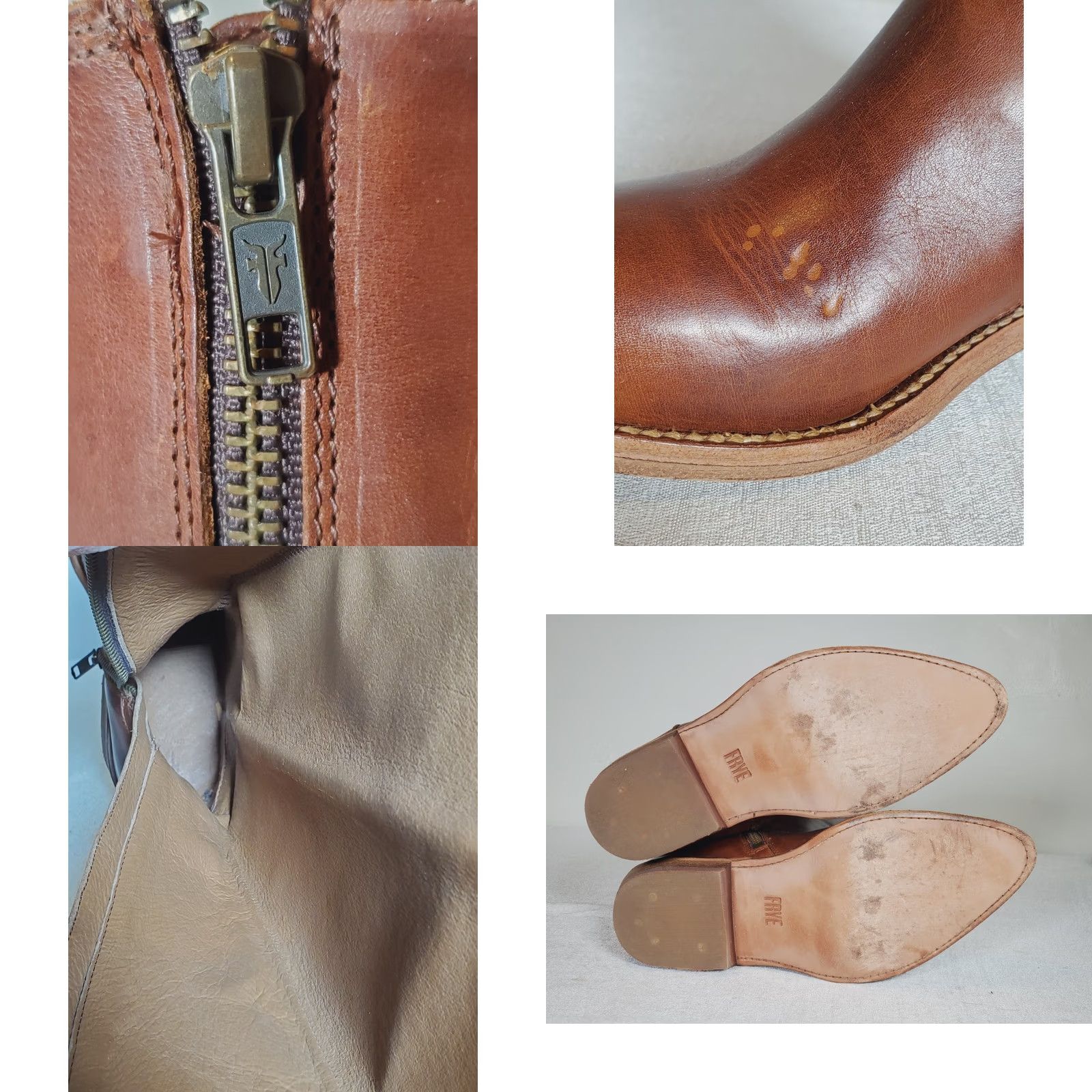 Frye VINTAGE FRYE Billy Inside Zip Tall Cowboy Boots Caramel Brown Leather 70810 Women's US 7.5 B Boots Mens Size US 8 / IT 38 - 9 Thumbnail