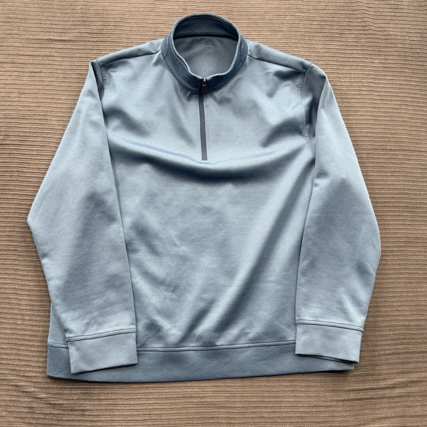 Vintage Hickey Freeman Pullover Shirt? 1/4 Zip Mock Neck Blue Polyester Outdoors Golfing Men XL Regular Striped Logo Zipper Vintage: No Size US XL / EU 56 / 4 - 5 Thumbnail