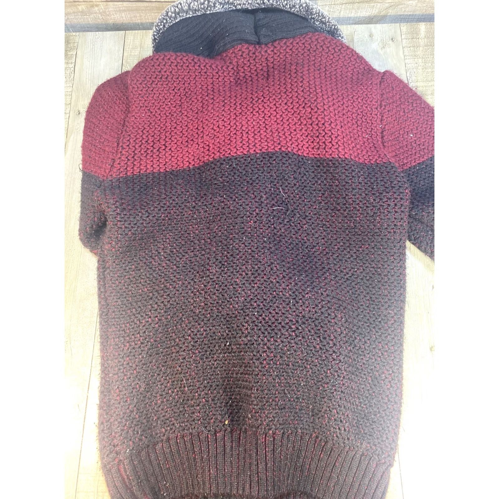 Vintage LCR BLACK - BURGUNDY ZIP SWEATER Men Full Zip L Regular Size Large Hoodie Style Zippered Knit Baroque? Size US L / EU 52-54 / 3 - 6 Thumbnail