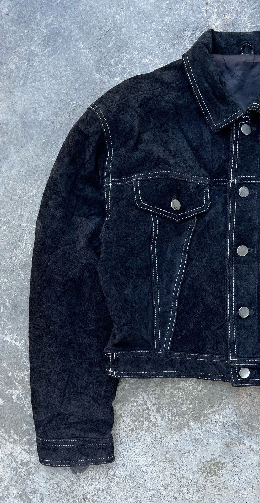 14th Addiction × Genuine Leather × Japanese Brand 🔥Vintage Japanese Brand Genuine Leather Trucker Jacket Size US S / EU 44-46 / 1 - 4 Thumbnail