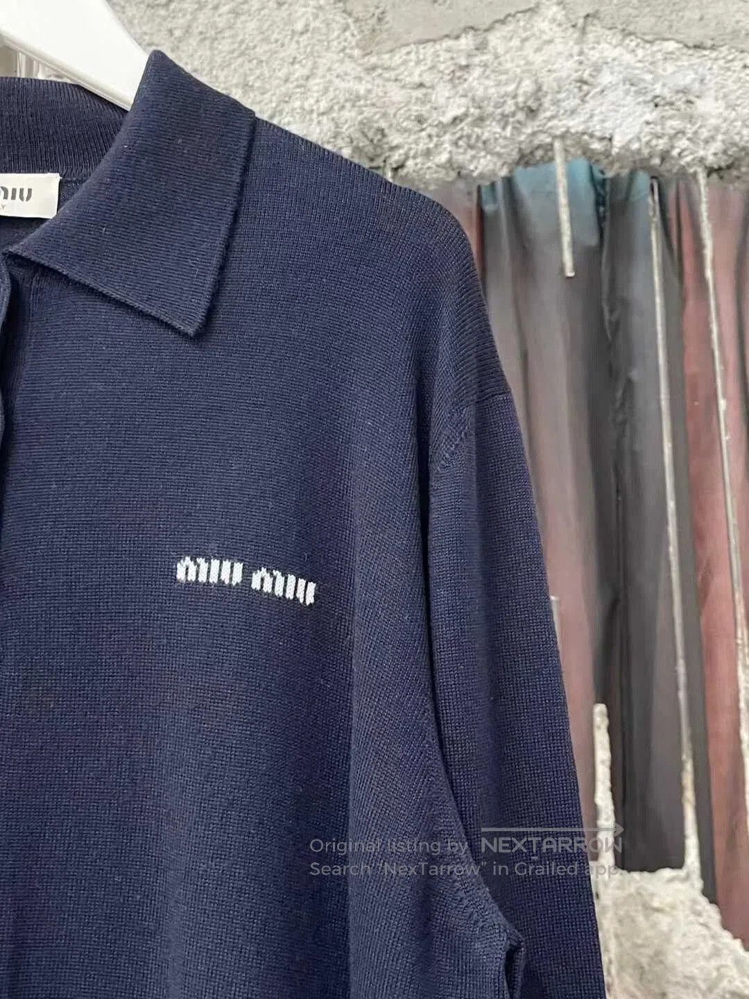 Miu Miu Miumiu Navy Long Sleeve Polo Shirt. Size L / US 10 / IT 46 - 5 Thumbnail