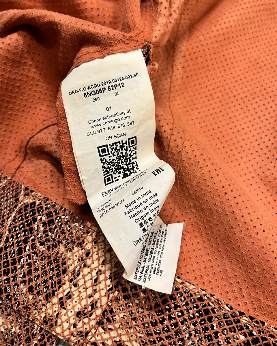 Emporio Armani AW2019 Emporio Armani Snakeskin Effect Pink Leather Jacket Size S / US 4 / IT 40 - 9 Thumbnail