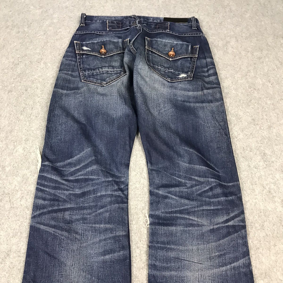 If Six Was Nine × Le Grande Bleu (L.G.B.) DISTRESSED DENIM BACK NUMBER JAPAN BLUE JEANS PANTS Size US 30 / EU 46 - 12 Thumbnail