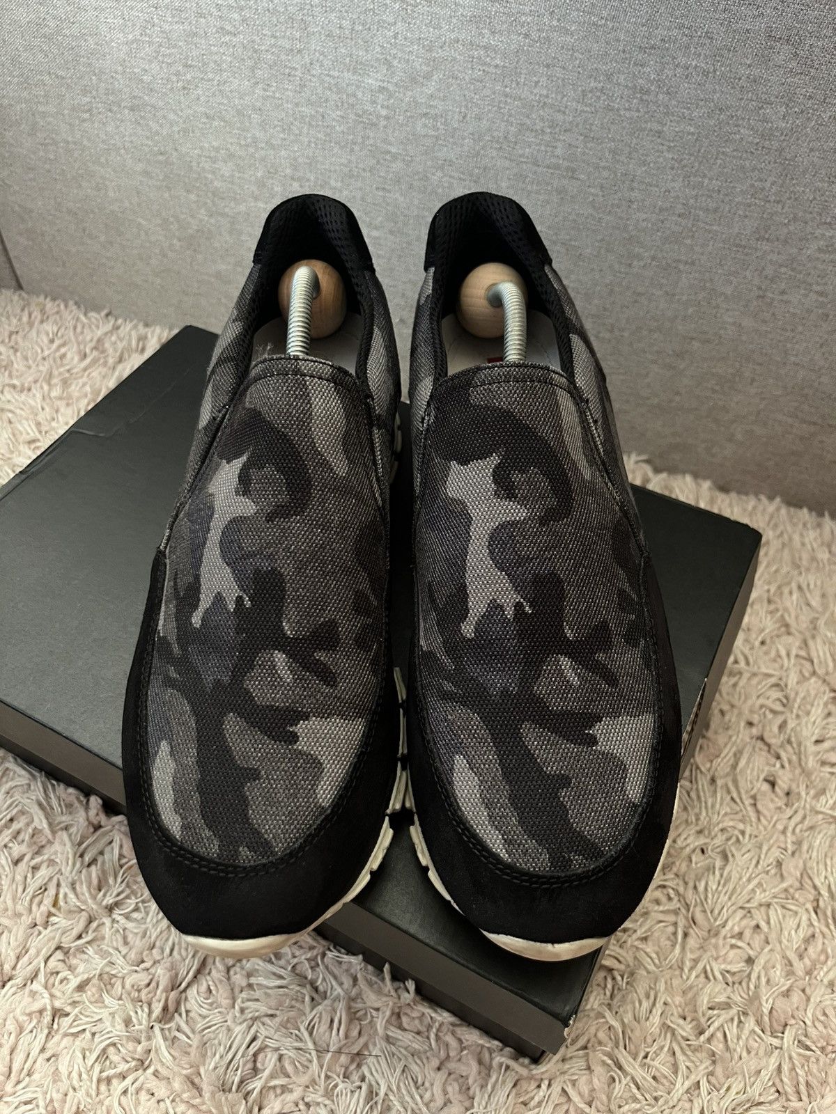 Prada Slip on prada, camo, black/grey, vintage, streetwear Size US 7.5 / IT 37.5 - 2 Thumbnail