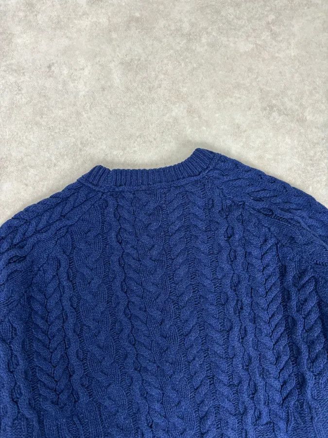 Just Cavalli 2010s Cavalli Avant-Garde Navy Destructured Wool Sweater Size US L / EU 52-54 / 3 - 6 Thumbnail