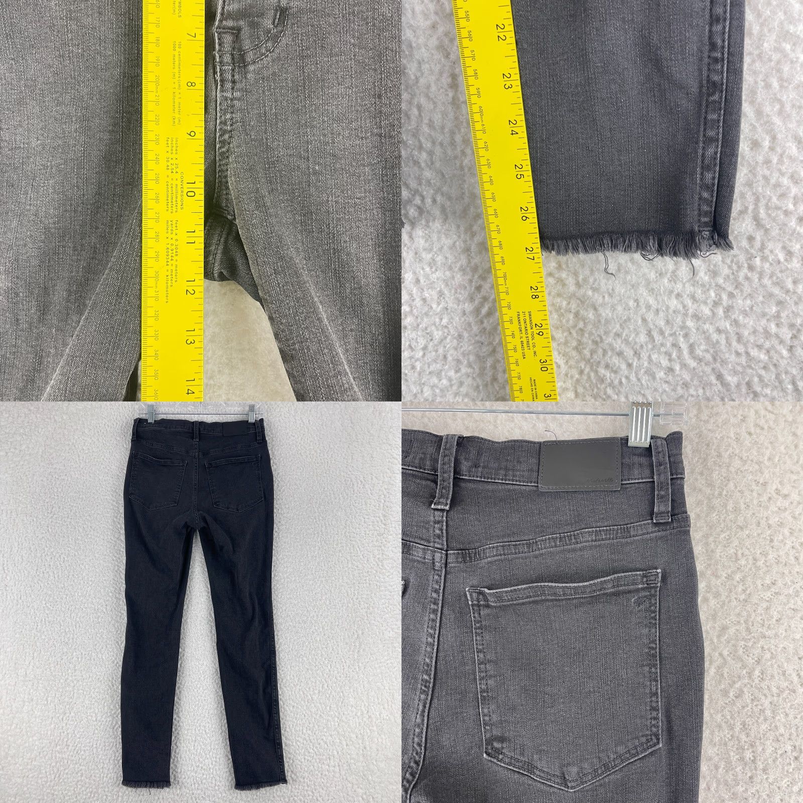 Madewell Madewell Jeans Womens 27 Black Denim 10" High-Rise Skinny Raw Hem Casual Size 27" / US 4 / IT 40 - 8 Thumbnail