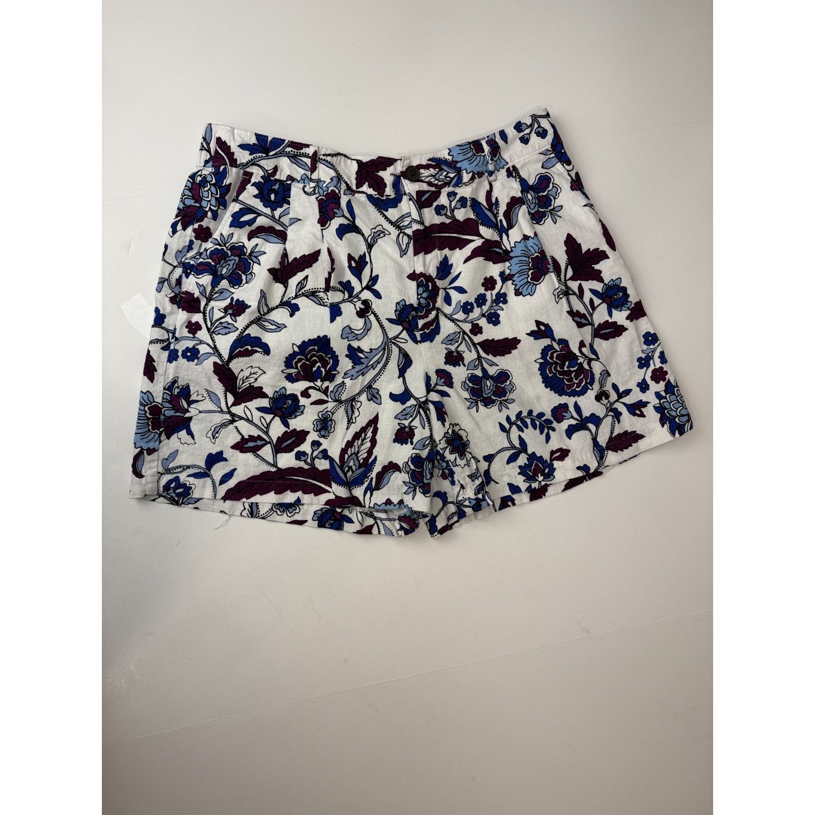 Other Liz Claiborne Linen Blend Shorts Purple Blue Floral 12 Size 34" / US 12 / IT 48 - 1 Thumbnail