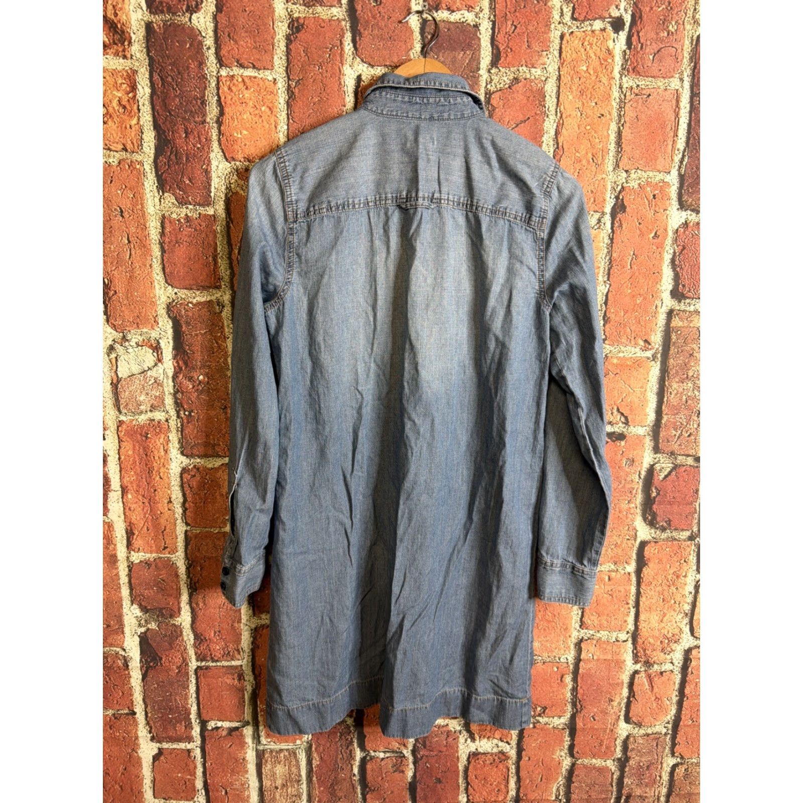 J.Crew J. Crew Denim Chambray Dress | 100% Cotton Midi Button Collared Long Sleeve Shirt Dress Women 4 Blue Vintage No 4 Regular White? Size S / US 4 / IT 40 - 3 Thumbnail
