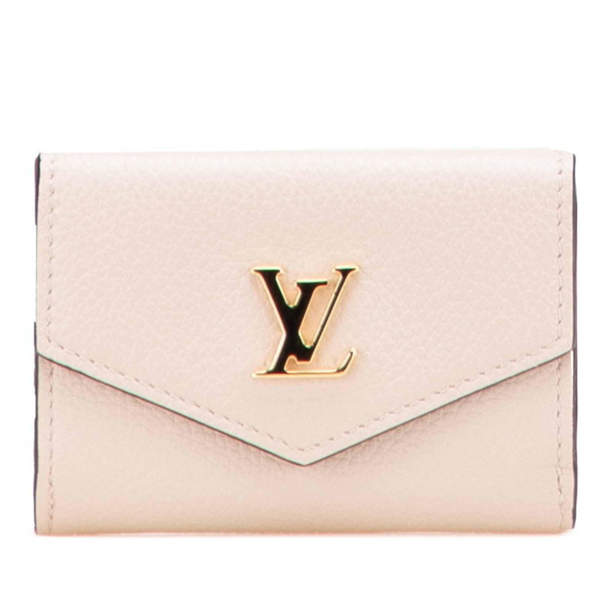 Louis Vuitton Portefeuille Lock Mini Tri-fold Wallet M69340 Greige Leather Women's LOUIS VUITTON