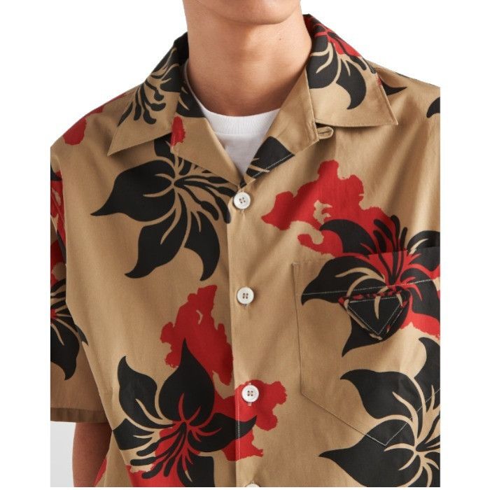 Prada o1bcso1str1025 Popeline Ibiscus Shirt in Multicolor Size US L / EU 52-54 / 3 - 4 Thumbnail