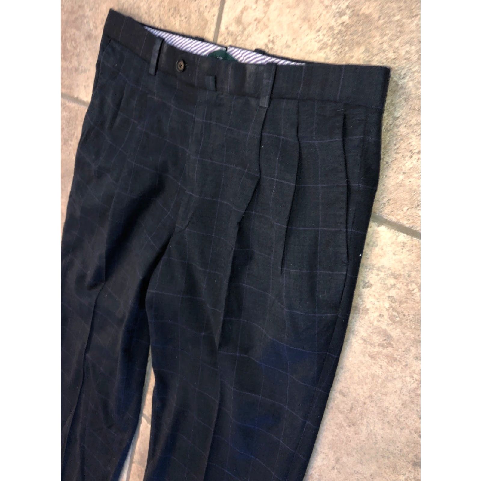 Vintage Antas Mens Dress Pants 100% Wool Black Pinstripe 36 X 28 Black Mens Size US 36 / EU 52 - 2 Thumbnail