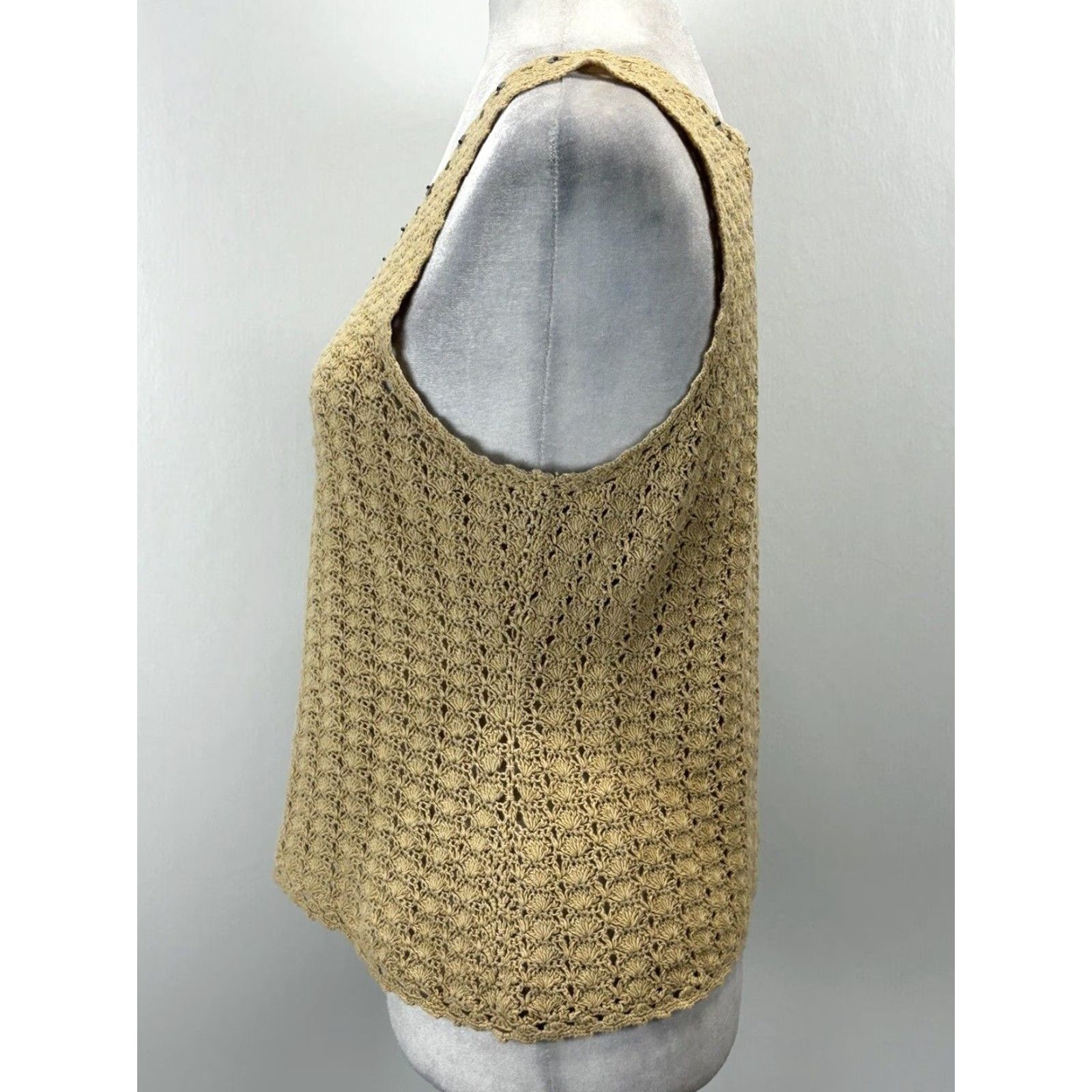 Vintage VINTAGE Sigrid Olsen Crochet Tank Top Women's Medium Brown Sequins 90s Y2K Womens Size M / US 6-8 / IT 42-44 - 2 Thumbnail
