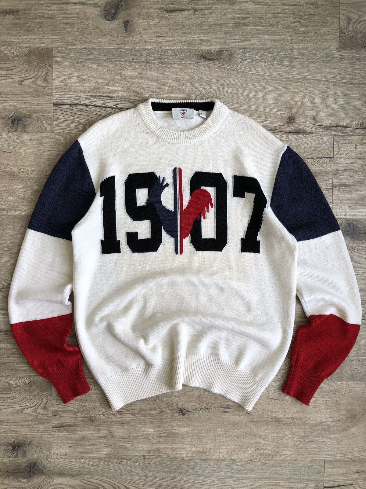 image of Cashmere Wool x Italian Designers Rossignol 1907 Virgin Wool Ski Equipment Knit Sweater in White (S
