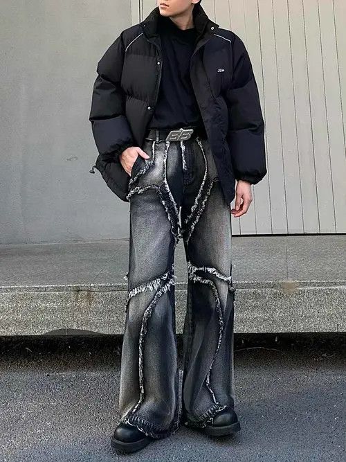 Jean Baggy Embroidered Stacked Flare Denim Jeans, Opium Jeans Size US 30 / EU 46 - 5 Thumbnail