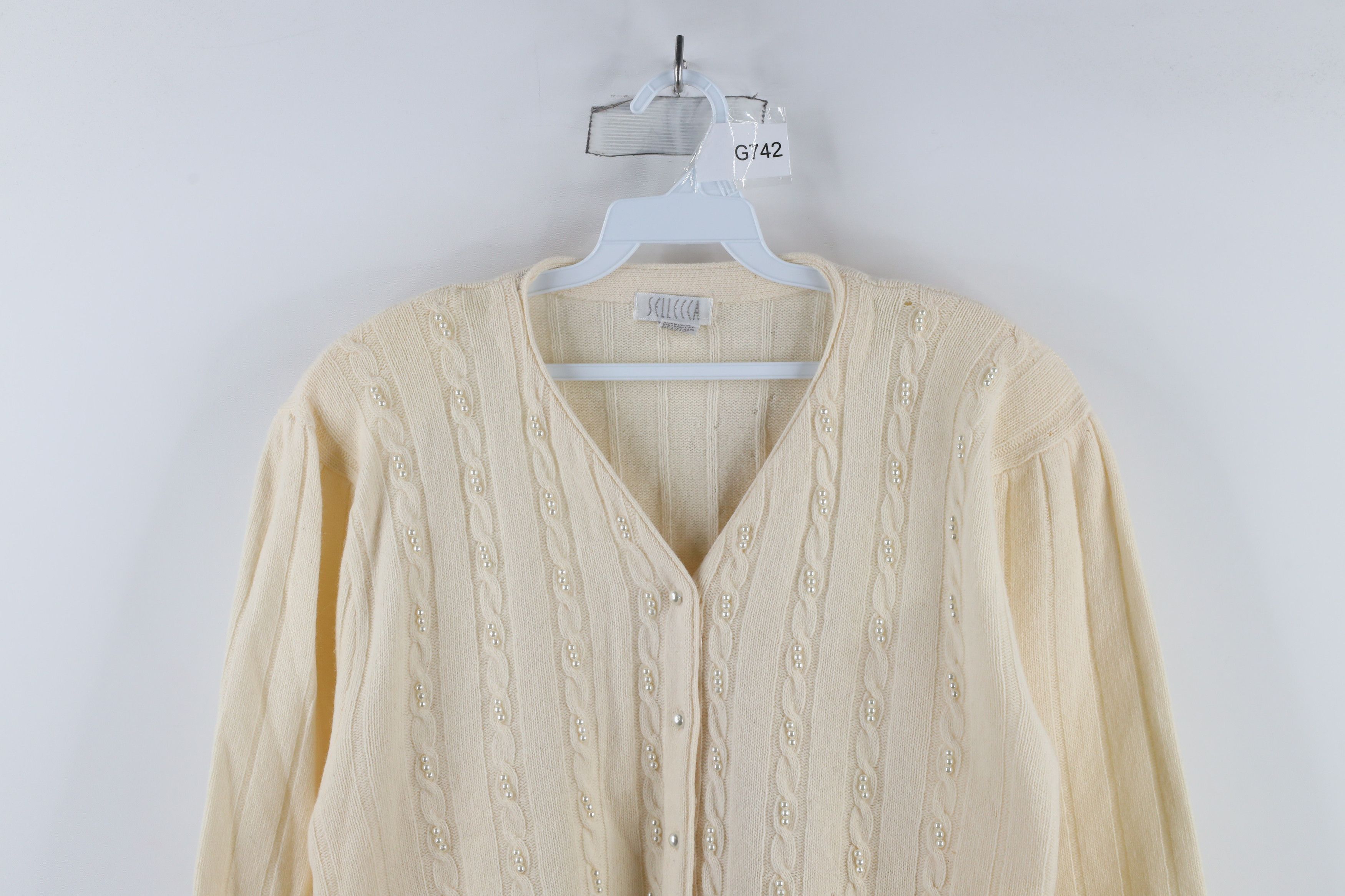 Vintage Vintage 90s Streetwear Angora Beaded Cardigan Sweater Size L / US 10 / IT 46 - 2 Thumbnail