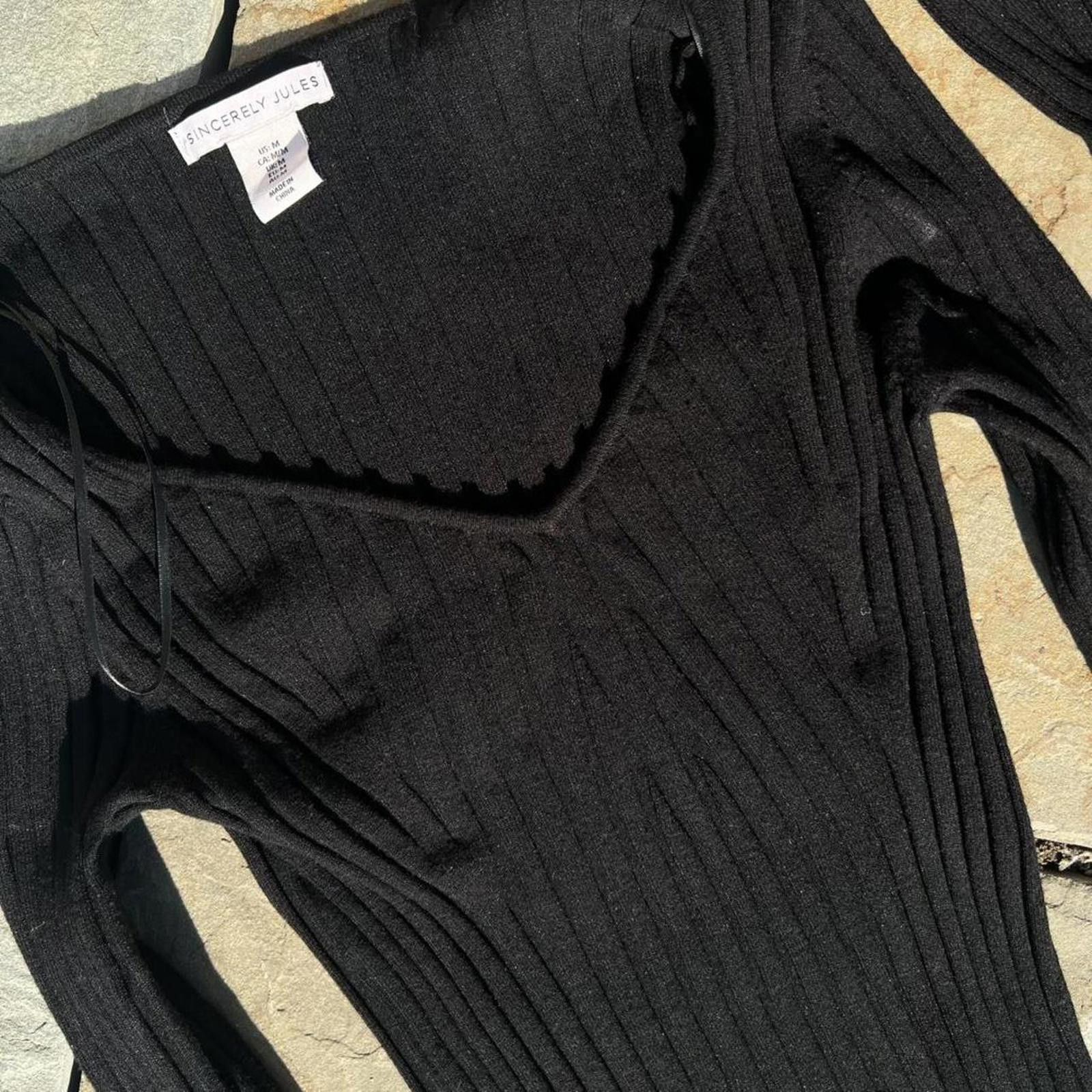 Other 2 Piece Vertical Texture Knit V-Neck Sweater Split Skirt Set Size 32" / US 10 / IT 46 - 2 Thumbnail