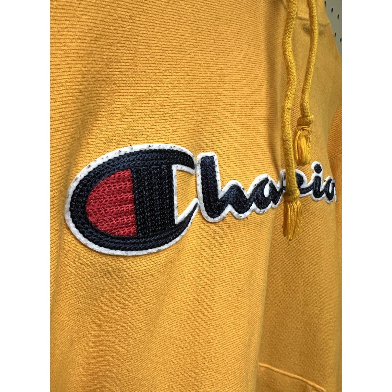 Champion Champion Hoodie Adult Mens Medium Yellow Spell Out Logo Reverse Weave Puff Size US M / EU 48-50 / 2 - 3 Thumbnail