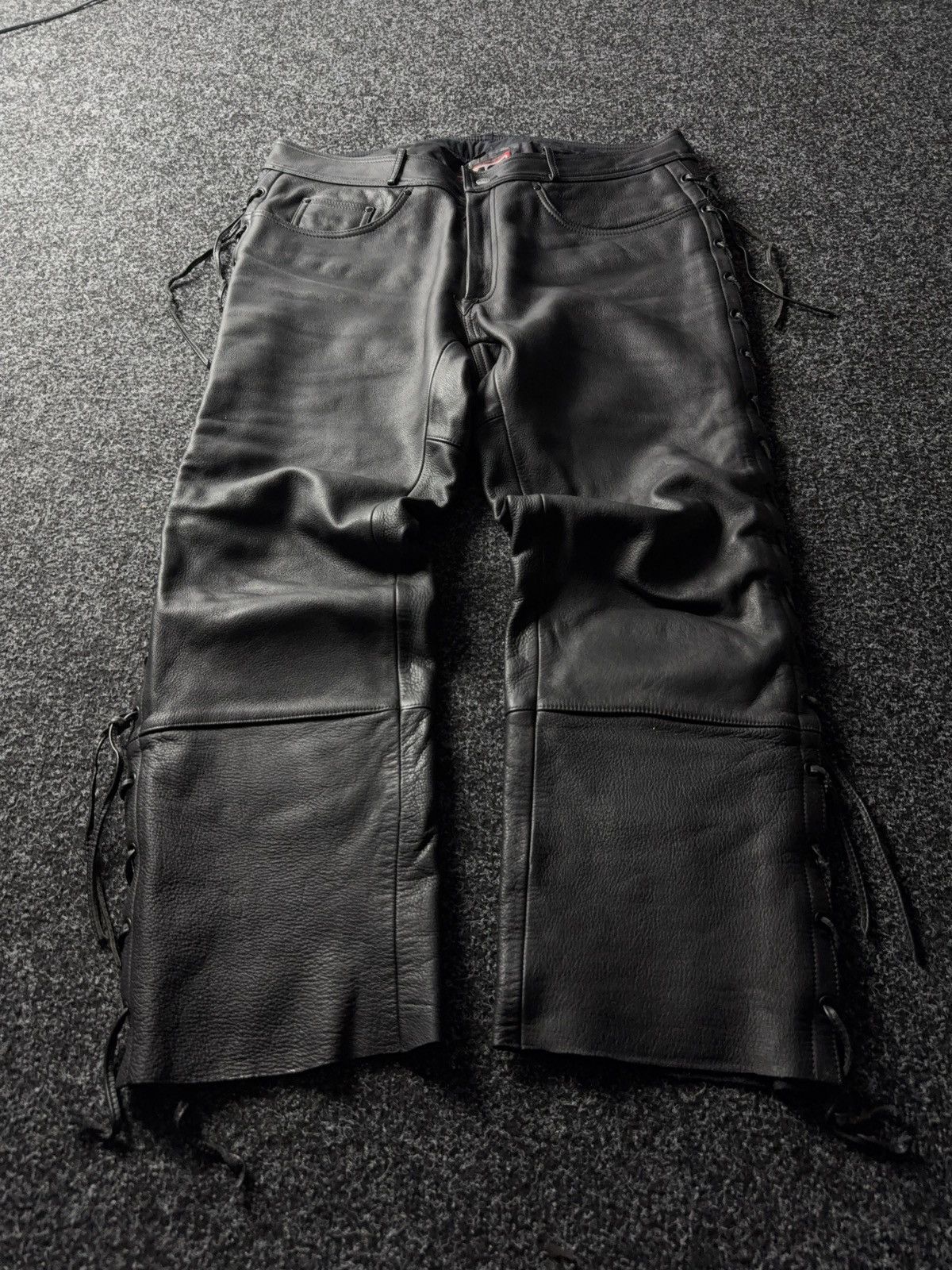 Leather Y2K Vintage Leather Pants Opium Style Alt Biker USA Rare Size US 37 - 1 Thumbnail