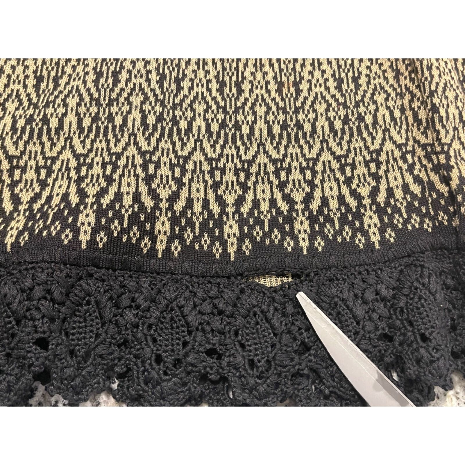 Vintage Peruvian Connection Cardigan Women's Size S Beige Black 100% Cotton Pima Crochet Knit Sweater Size S / US 4 / IT 40 - 7 Thumbnail